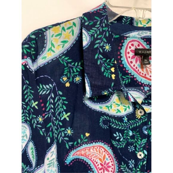 Talbots Women's Paisley Long Sleeve Button Up Shirt Multicolor Size X-L NWOT - Picture 3 of 7